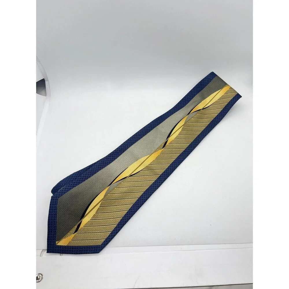 Signori dei Signori Mens Necktie 4x58 Silk Blue Abstract Design High Fashion Tie